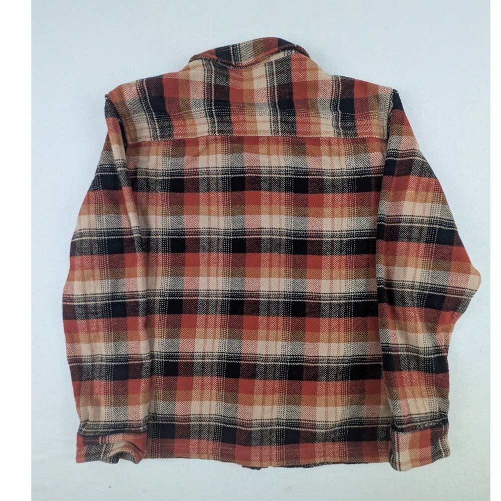 Ben Sherman Mens Plaid Cotton Button Down Shirt Orange Brown Long Sleeve Large - Picture 5 of 13